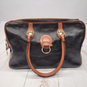 Vintage Aldo Ripani leather satchel bag purse black brown travel bag
